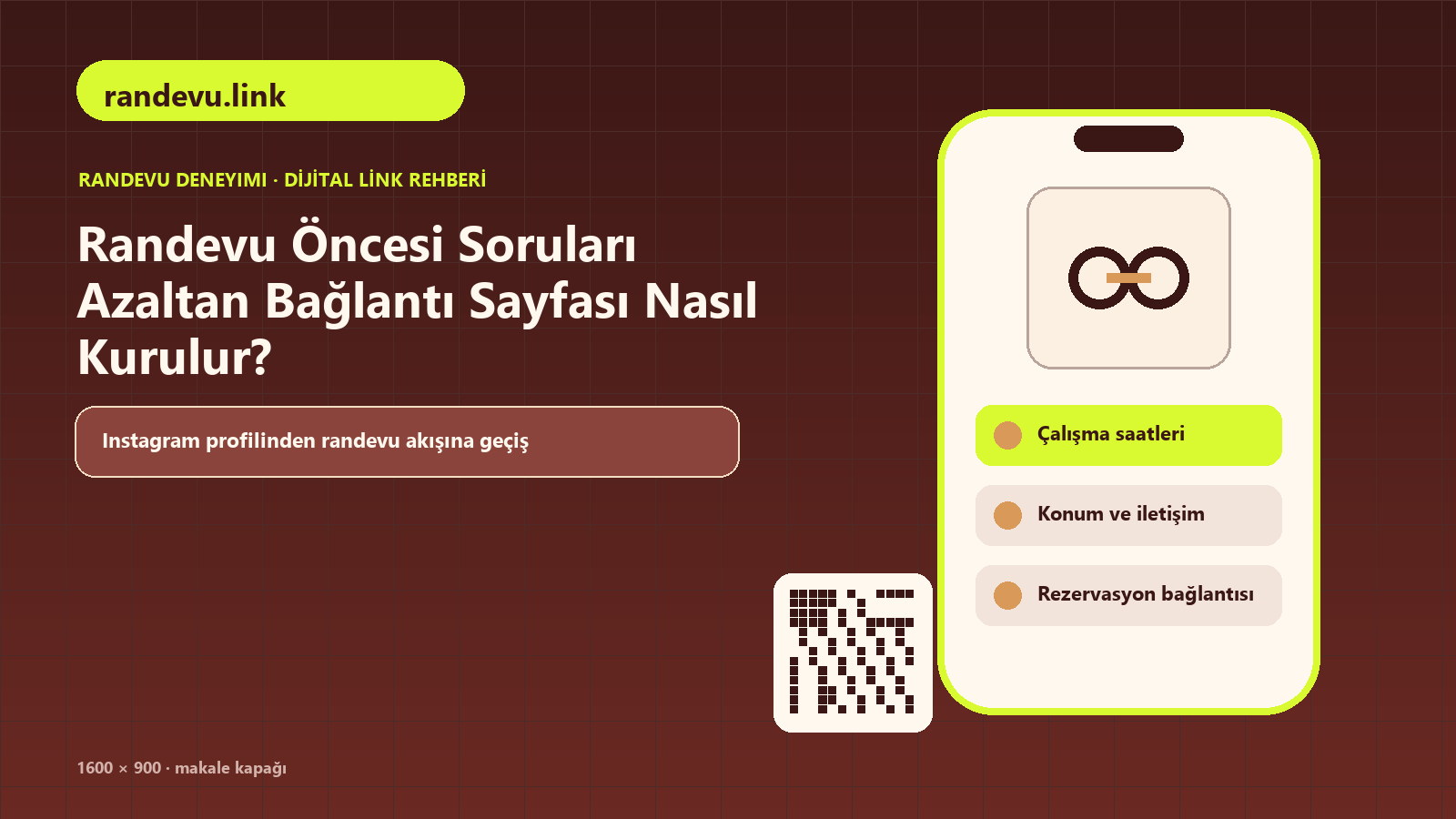 Randevu Öncesi Soruları Azaltan Bağlantı Sayfası Nasıl Kurulur? için hizmet seçenekleri, çalışma saatleri, konum ve iletişim içeren kapak görseli